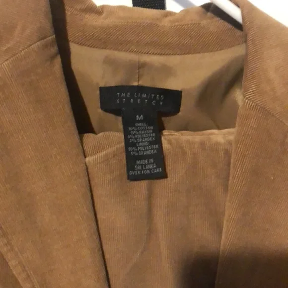 Limited tan corduroy pant suit set Womens medium jacket, pants 12 small whale - Picture 2 of 6